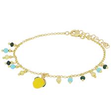 BRACCIALE P.TURCHESE E SPINELLO COLOR CON LIMONI IN ARGENTO 925°/°°