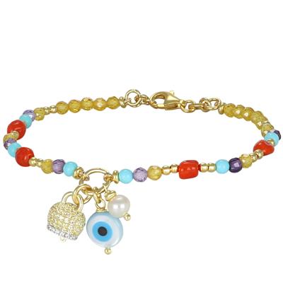 BRACCIALE S.P LEMON AMET. P.TUR COR CAMPANELLA CZ ARGENTO 925°/°°