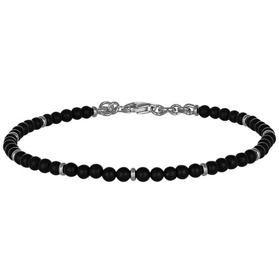 BRACCIALE ONICE 3MM CON 5 RONDELLE ARGENTO 925°/°°