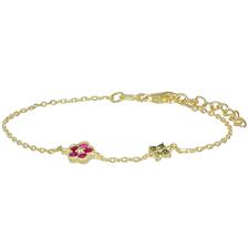 BRACCIALE FORZATINA CON FIORELLINO COLOR ZIRCONATO ARGENTO 925°/°°