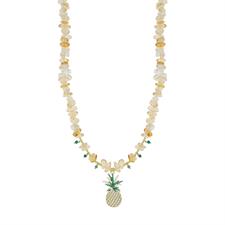 COLLANA ANANAS SCAGLIE QUARZO LEMON AGATA VERDE ARGENTO 925°/°°