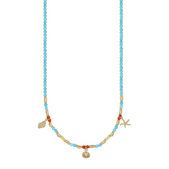 COLLANA SOG.MARINI,CORALLO,AULITE TURCHESE,SPINELLO ARGENTO 925°/°°