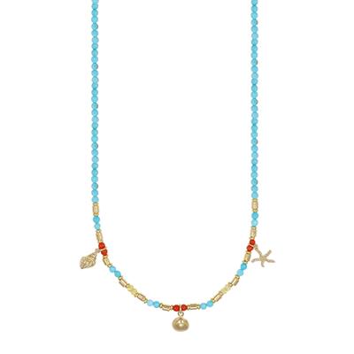 COLLANA SOG.MARINI,CORALLO,AULITE TURCHESE,SPINELLO ARGENTO 925°/°°