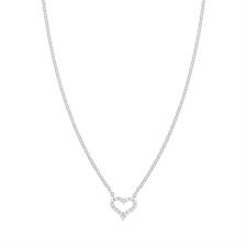 COLLANA CUORE TRAFORATO ZIRCONI E CAT. DIAMANATATA ARGENTO 925°/°°