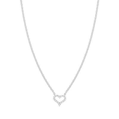 COLLANA CUORE TRAFORATO ZIRCONI E CAT. DIAMANATATA ARGENTO 925°/°°