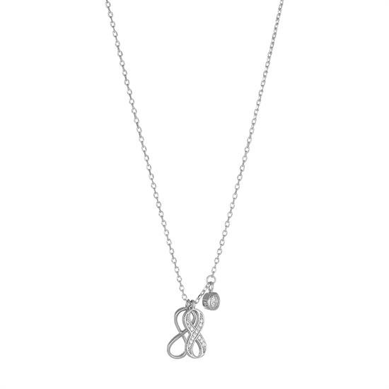 COLLANA DOPPIO INFINITO ZIRCONATO CON FORZATINA IN ARGENTO 925°/°°