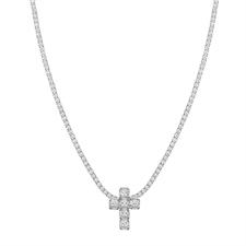 COLLANA TENNIS CON CROCE ZIRCONATA IN ARGENTO 925°/°°