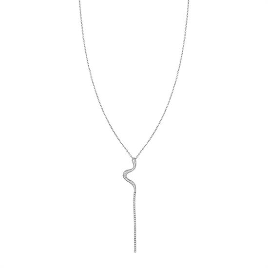 COLLANA SERPENTE CON FILO ZIRCONATO CODA IN ARGENTO 925°/°°