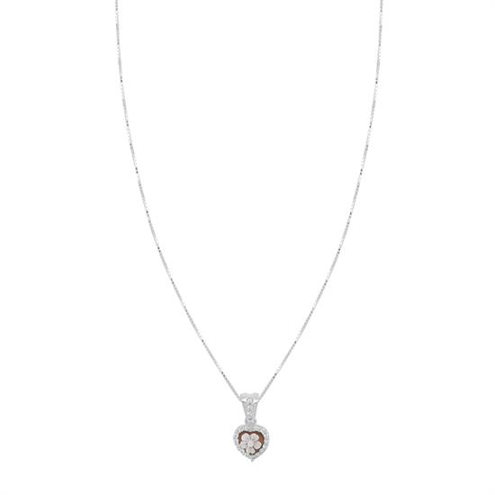 COLLANA CAMMEO CUORICINO ZIRCONATO CON VENEZIANA IN ARGENTO 925°/°°