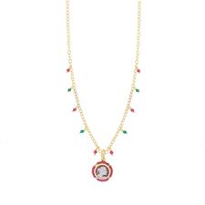 COLLANA CAMMEO 12MM SPIELLO COLOR E CATENA SOLE IN ARGENTO 925°/°°