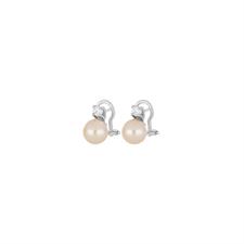 ORECCHINO CLIPS E ZIRCONE CON PERLA COLTIVATA IN ARGENTO 925°/°°