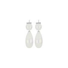 ORECCHINI SHELL WHITE 8MM CON GOCCIA SHELL IN ARGENTO 925°/°°