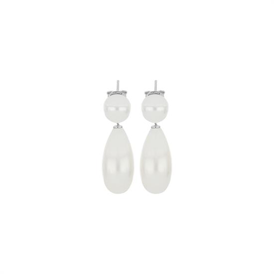 ORECCHINI SHELL WHITE 8MM CON GOCCIA SHELL IN ARGENTO 925°/°°