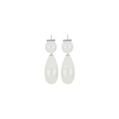 ORECCHINI SHELL WHITE 8MM CON GOCCIA SHELL IN ARGENTO 925°/°°