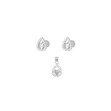 PARURE PEND-ORECC GOCCIA CON CUORE ZIRCONATO IN ARGENTO 925°/°°