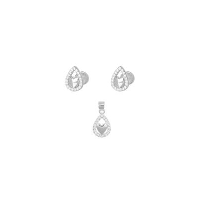 PARURE PEND-ORECC GOCCIA CON CUORE ZIRCONATO IN ARGENTO 925°/°°