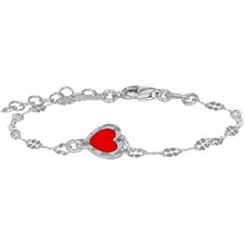 BRACCIALE BIMBA MAGLIA QUADRIFOGLIO CON CUORE IN ARGENTO 925°/°°